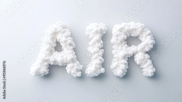 Fototapeta "Air" Text Effect with Fluffy Cloud-Like Letters on Light Background, Soft and Dreamy Design, Ideal for Eco-Friendly Campaigns, Air Quality Awareness, and Environmental Marketing with Copy Space

