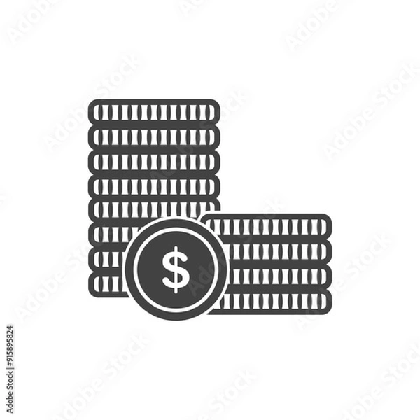 Fototapeta Dollar cents icon single coin, vector penny design element isolate.