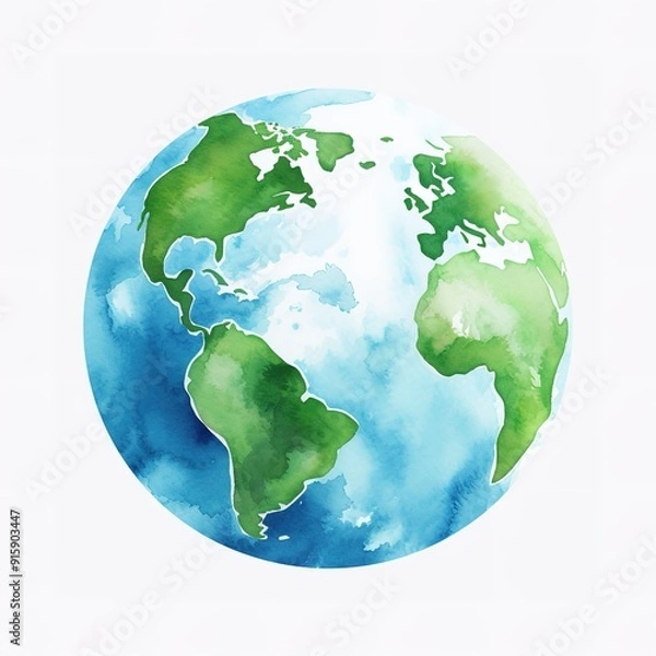 Fototapeta Watercolor illustration of the Earth globe.