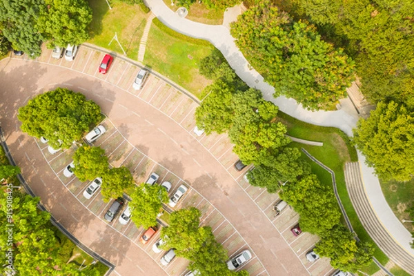 Obraz aerial view of parking lot
