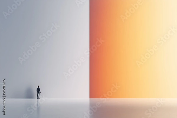 Obraz Businessman Standing in Front of Gradient Wall