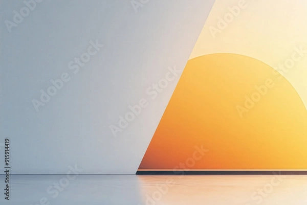 Obraz Minimalist Abstract Geometric Shapes in Orange and Gray Tones