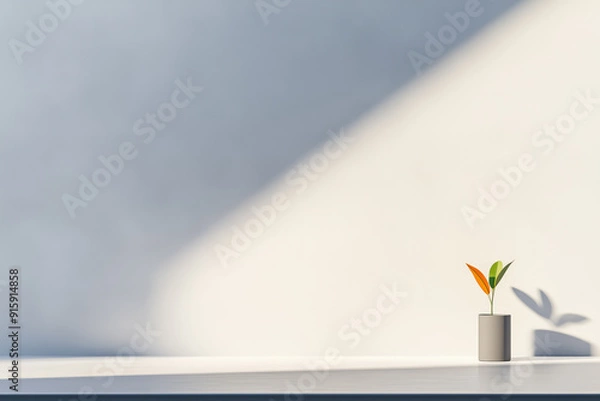 Obraz Minimalist Plant in Sunlit Space with Shadows