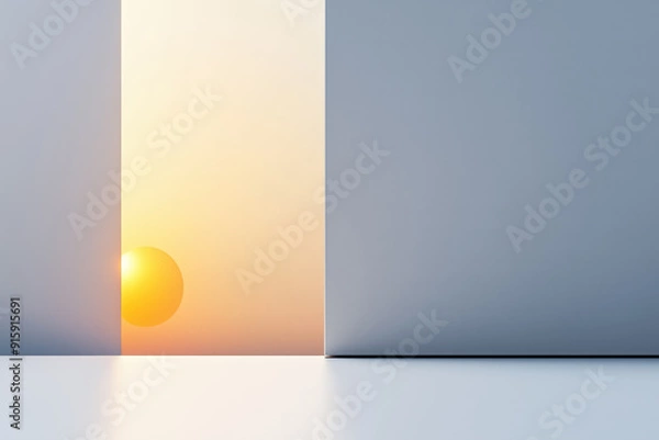 Obraz Minimalist Sunrise Through Geometric Structure