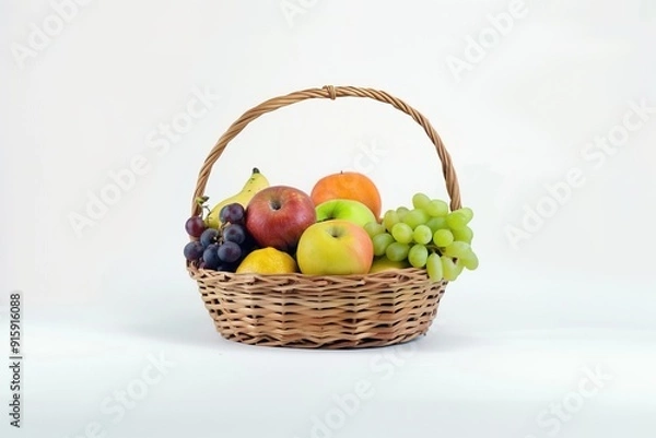 Fototapeta Colorful Fruit Basket Display with Solid Background