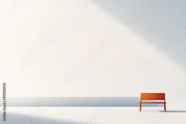 Obraz Minimalist Red Bench Against A White Background