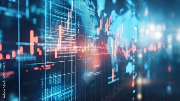 Fototapeta Business and economic growth on global business networks, Financial and banking data analysis, Customer service, Technology and data connection, Business strategy and digital marketing.