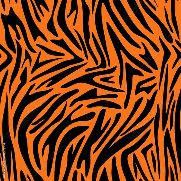 Fototapeta Abstract animal skin pattern. Zebra, tiger stripes. Seamless tiger background texture. Fabric design.