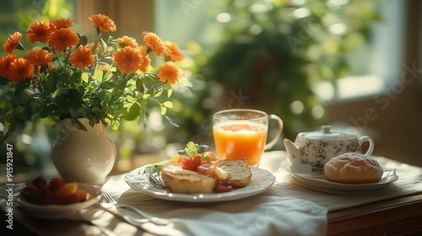 Obraz tea and fruits