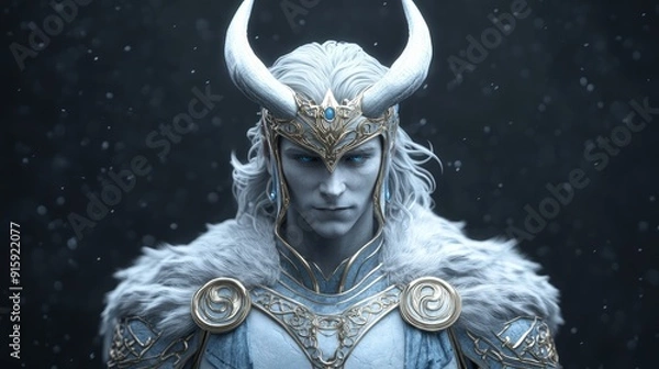 Fototapeta Loki with a Mischievous Grin, Shapeshifting Trickster God of Norse Mythology, Depicted in an Intricate Sculpture