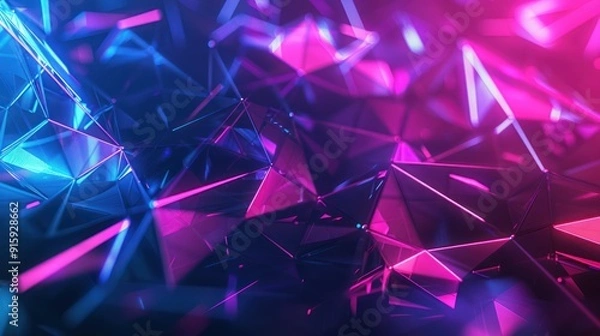 Fototapeta Abstract Geometric Shapes with Neon Lights
