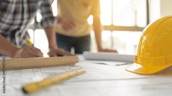 Obraz Planning Home Renovation - Client and Contractor Discussing Renovation Plans Icon