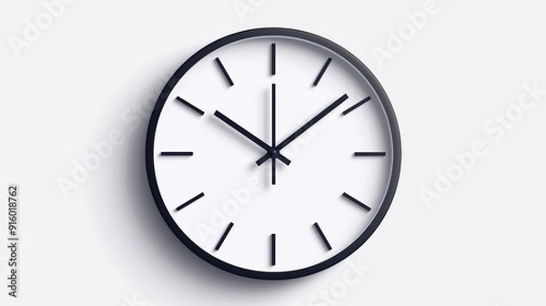 Obraz 2D illustration of a classic analog clock with basic shapes on a neutral colored background in a simplicity of drawing in a minimalist vector style