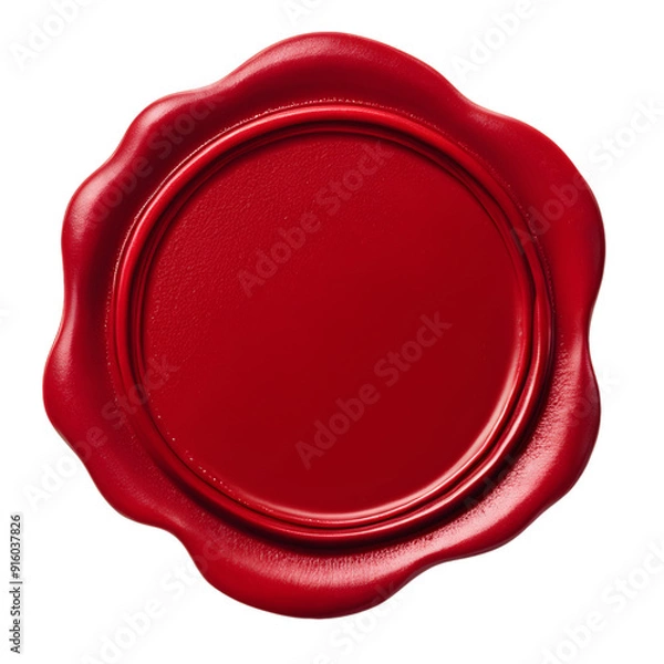 Fototapeta red wax seal with empty area isolated on transparent background
