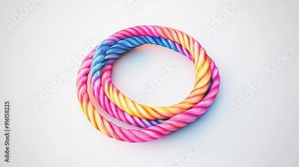 Fototapeta 3D Watercolor Jump Rope Illustration with Bold Outlines | Coiled Design | Digital Art