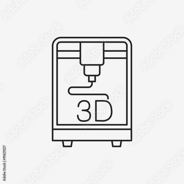Fototapeta 3D printing line icon