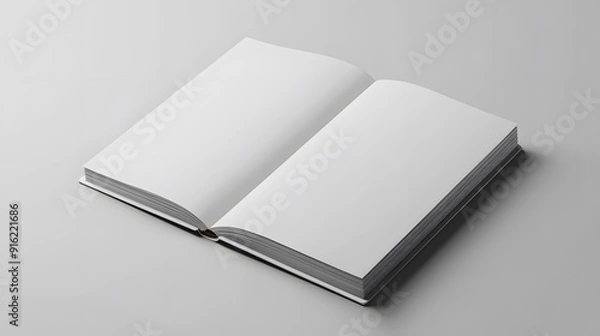 Fototapeta White notebook mockup on a neutral grey background, emphasizing simplicity and elegance