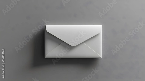 Fototapeta White envelope mockup placed on a plain grey surface, with subtle highlights