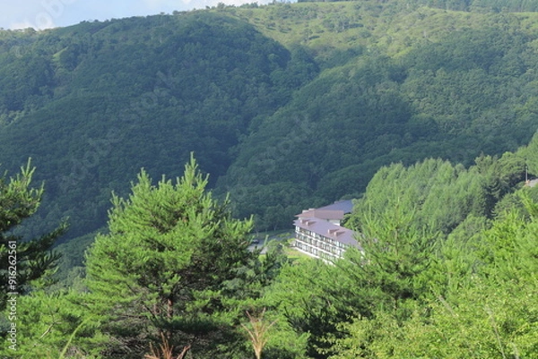 Fototapeta 長野県ビーナスラインに佇む崖の建物