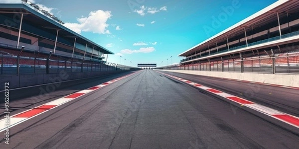 Fototapeta Race Track Perspective: A View of the Starting Line