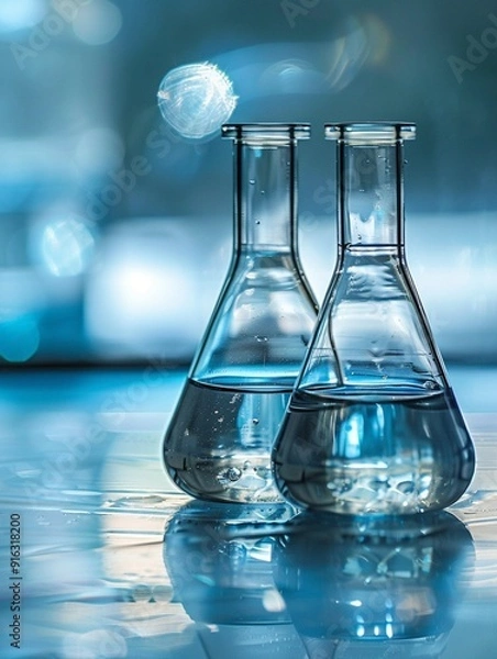 Obraz Laboratory Glassware with Clear Liquid - Science and Research Concept