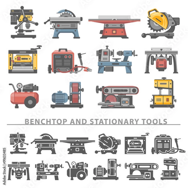 Obraz Flat Icons -Benchtop and Stationary Tools
