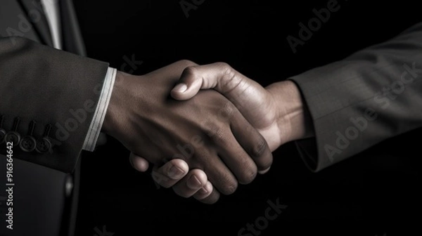 Fototapeta photograph of a black and white photo of a business handshake between