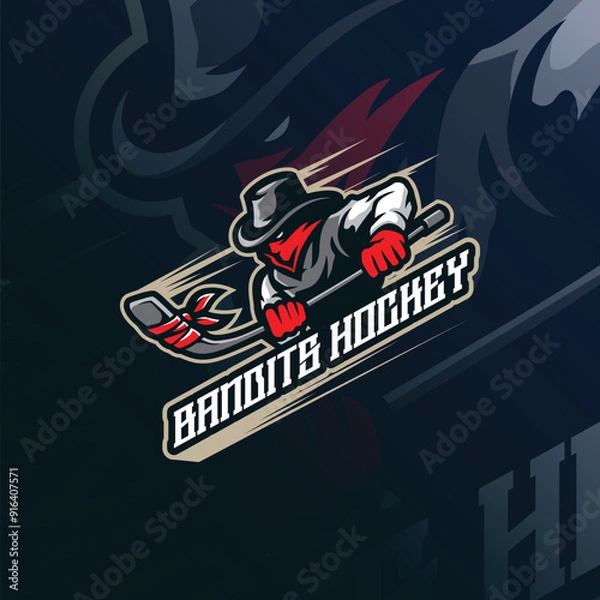 Obraz Bandits mascot logo design vector with modern illustration concept style for badge, emblem and t shirt printing. Bandits hockey illustration for sport team.