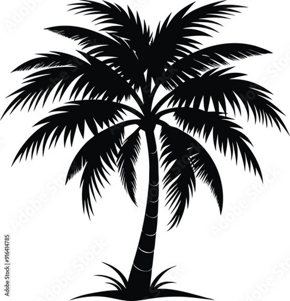 Fototapeta coconut palm tree silhouette, Print, vector