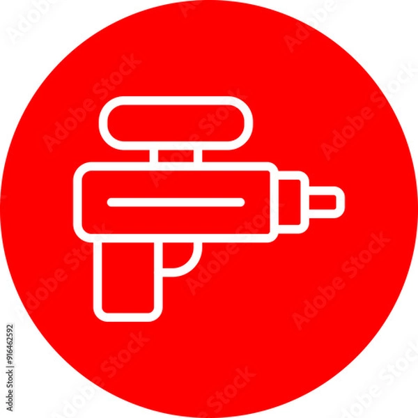 Obraz Water Gun Vector Line White Circle Red