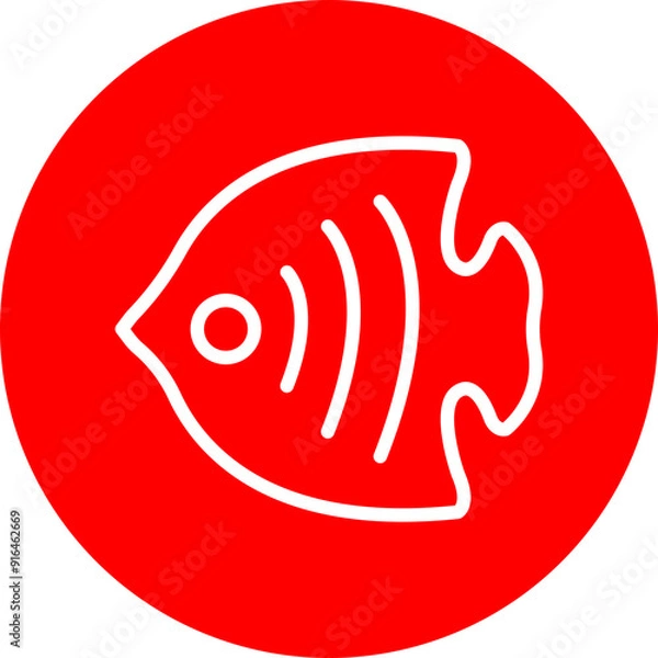 Obraz Tropical Fish Vector Line White Circle Red