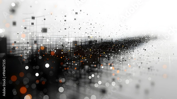Fototapeta Technischer Hintergrund in schwarz und weiß, made by AI