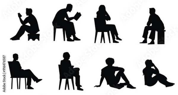 Obraz Flat design person sitting silhouette