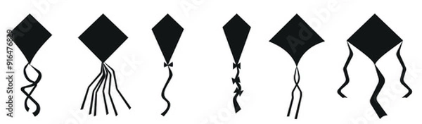 Obraz Flat style kite Collections Silhouettes premium vector 