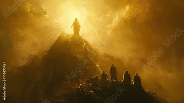 Fototapeta "Enlightening and Beautiful Illustration of Jesus' Transfiguration in Glorious Light"