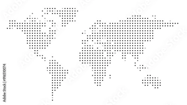 Fototapeta World map made of black dots illustration, vector