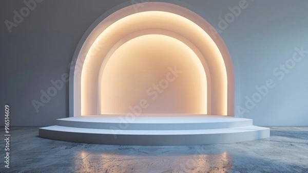 Fototapeta Minimalist Stage with Archway and Warm Lighting