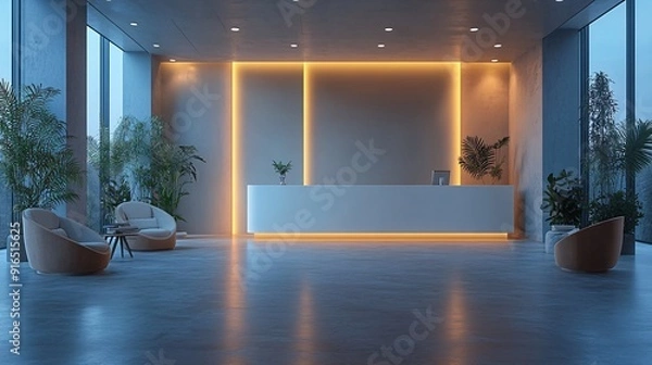 Fototapeta A blank white portable exhibition counter, shown as a realistic vector mockup