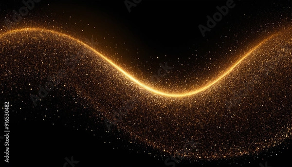 Fototapeta Bokeh of gold glitter shimmer dust particles dark abstract background11