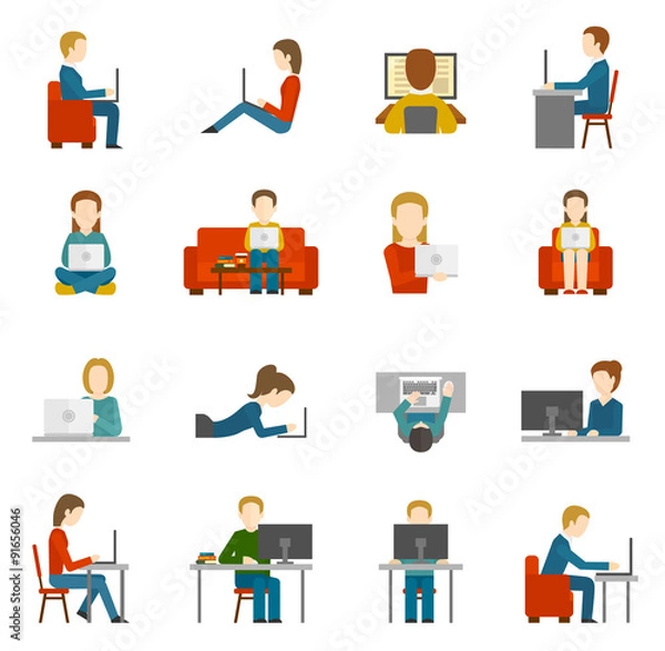 Fototapeta Computer Working Flat