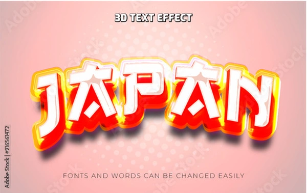 Fototapeta Japan red 3d editable text effect style