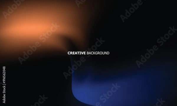 Fototapeta waves smooth gradient color orange blue on black abstract background design