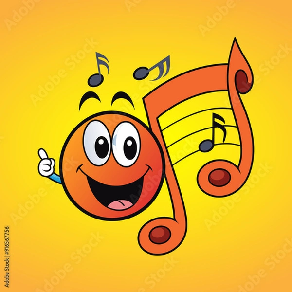 Obraz Cheerful smiley face on orange background