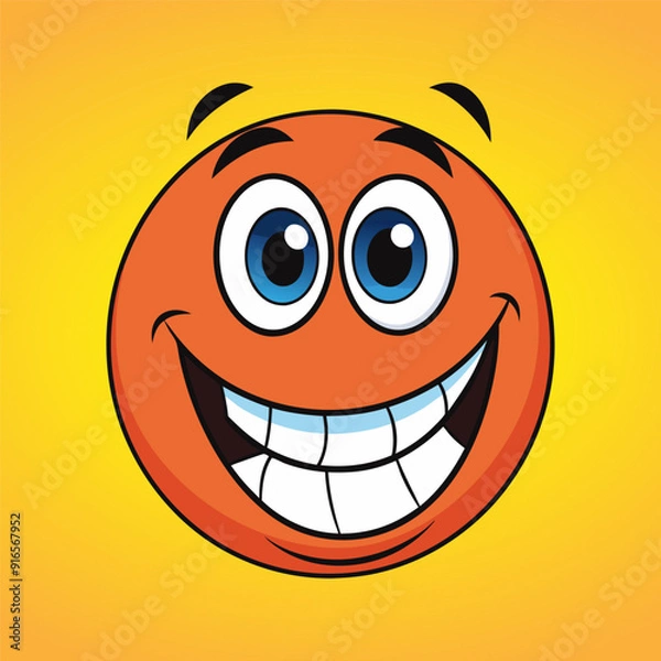 Obraz Cheerful smiley face on orange background