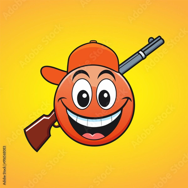 Obraz Cheerful smiley face on orange background