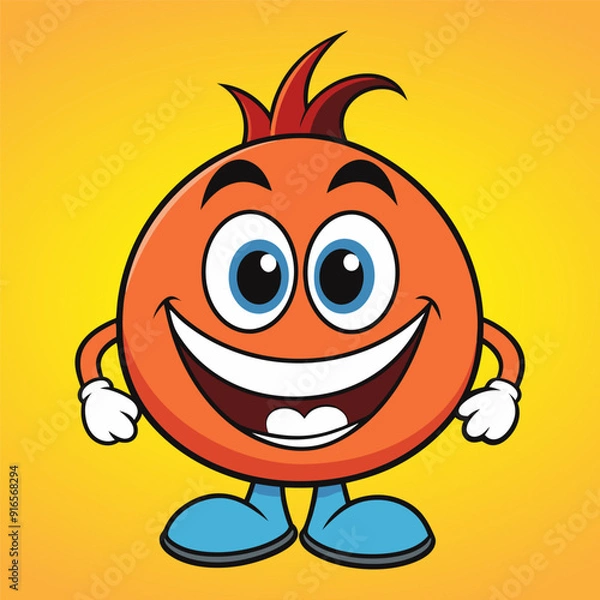 Obraz Cheerful smiley face on orange background