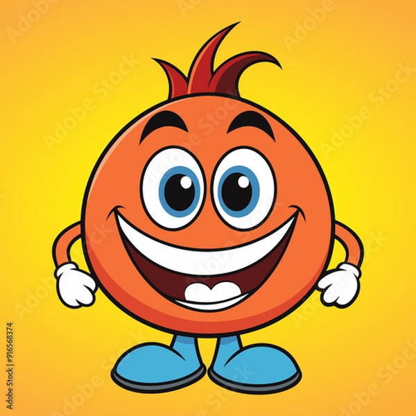 Obraz Cheerful smiley face on orange background