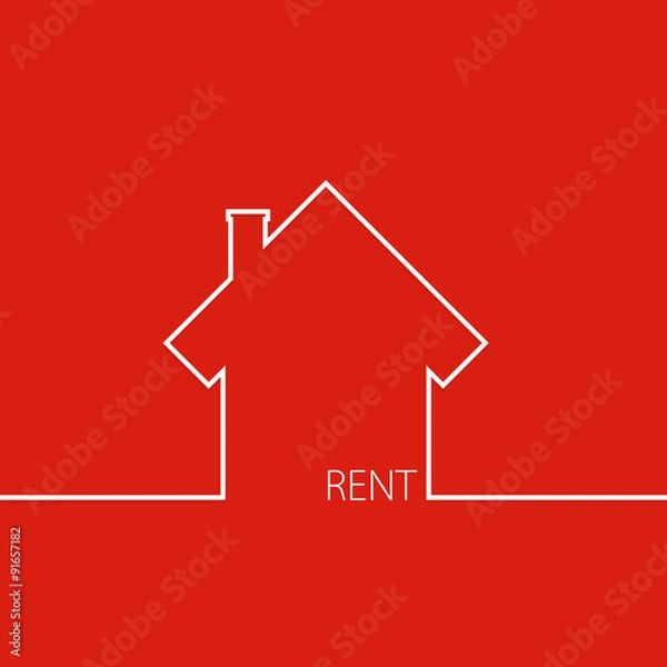 Obraz rent house in red vector.