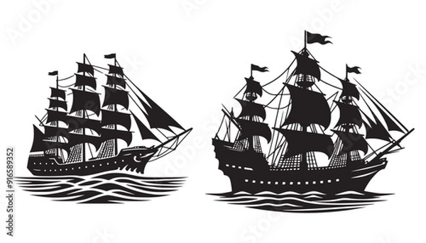 Obraz ship silhouette vector