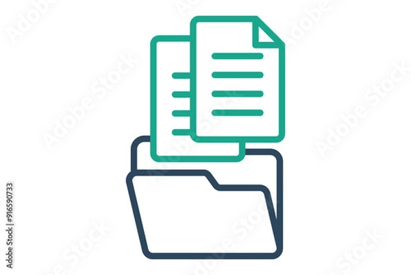 Obraz Data collection icon. folder with paper. icon related to gather. line icon style. data analytics elements vector illustration